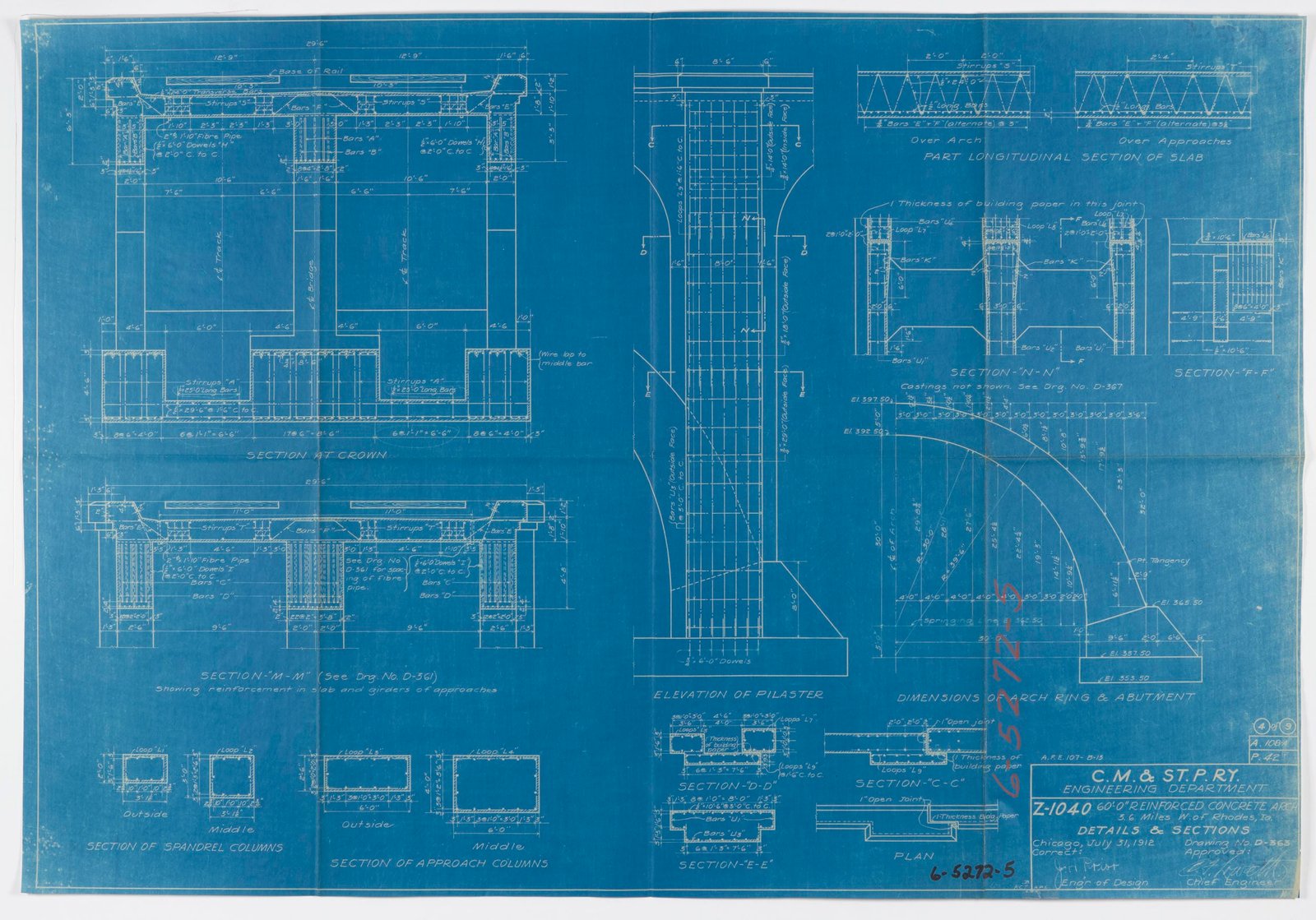 Blueprint of bridge.  Courtesy of Milwaukee Road Archives at the Milwaukee Public Library